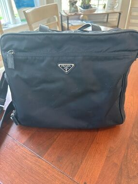 Prada Navy Nylon Baby Bag with Triangular Logo